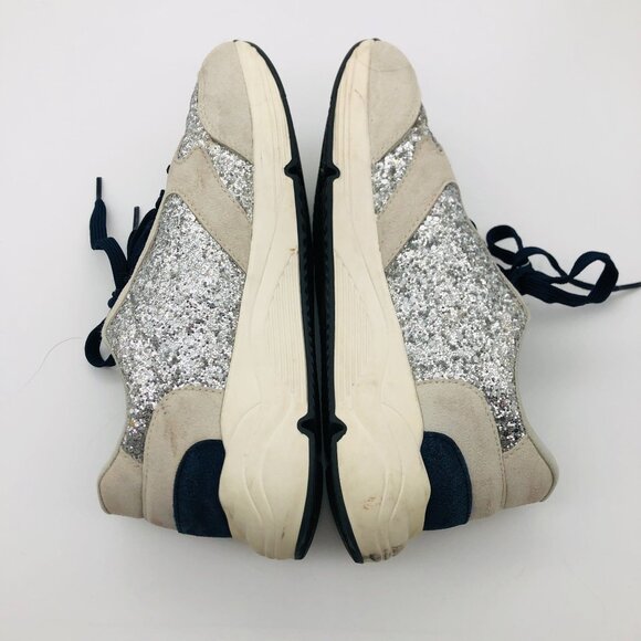 True Religion Women's Esther Sneakers Sz 10 Silver Glitter Blue Laces FT20385-01 - Picture 5 of 10